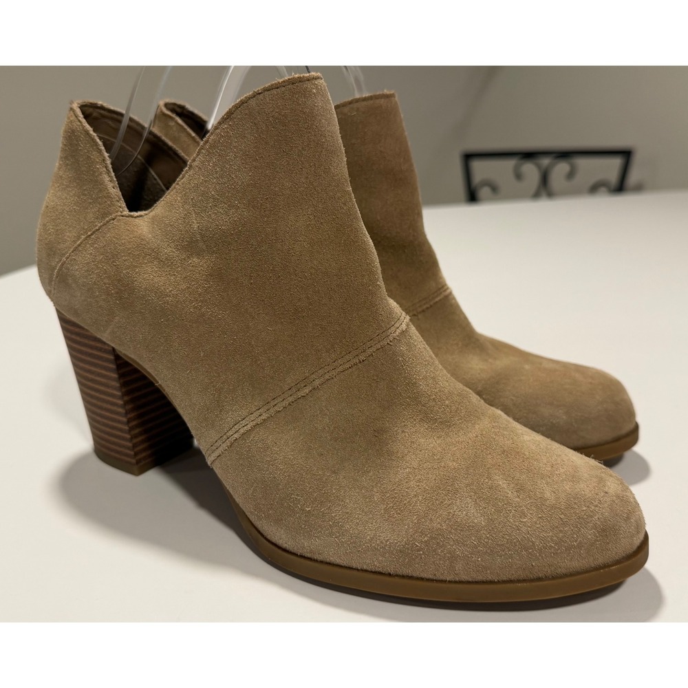Koolaburra by UGG Womens Tan Suede V-Cut Ankle Boots 1139511 Block Heel Size 10